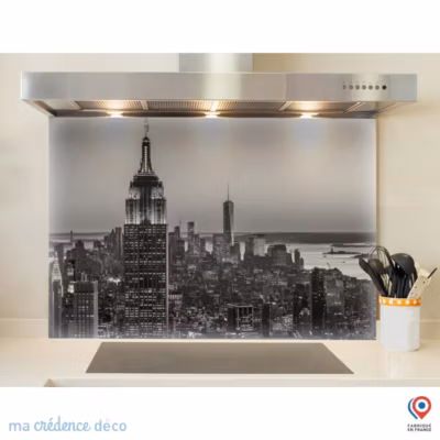 Crédence cuisine fond de hotte New York – Alu composite – L 60 cm x H 45 cm – MaCrédenceDéco
