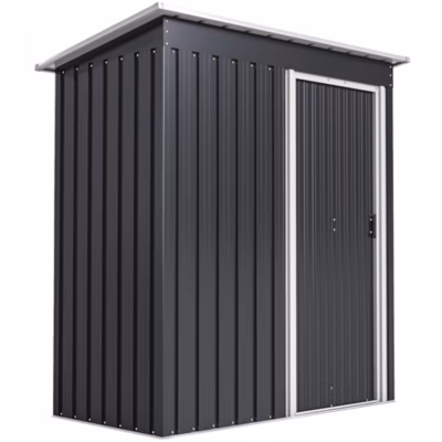 Abri de jardin – remise pour outils – cabanon porte coulissante – dim. 163L x 89l x 182H cm – tôle d&rsquo;acier noir blanc