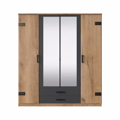 Armoire 4 portes dont 2 miroirs et 2 tiroirs – L180 cm