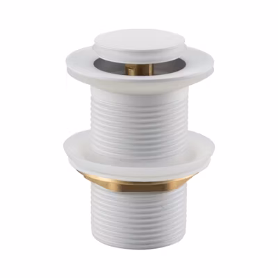 BALNEO Bonde de lavabo en laiton Click-Clack modèle B universelle pour lavabo 1/4 de pouce sans trop-plein blanche