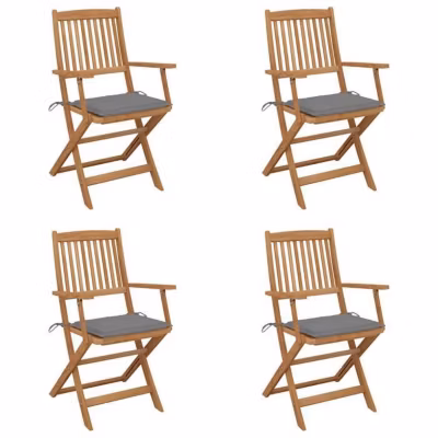 vidaXL Chaises pliables de jardin 4 pcs avec coussins Bois d&rsquo;acacia