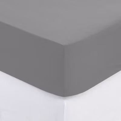 Drap-housse – percale – gris – 140×190 cm – Atmosphera