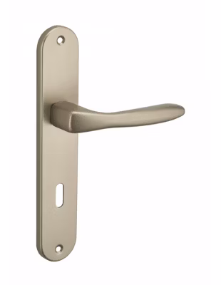 Ensemble de poignées pour porte de chambre Hera trou de clé, carré 7mm, entr&rsquo;axes 195mm, nickelé satiné – THIRARD