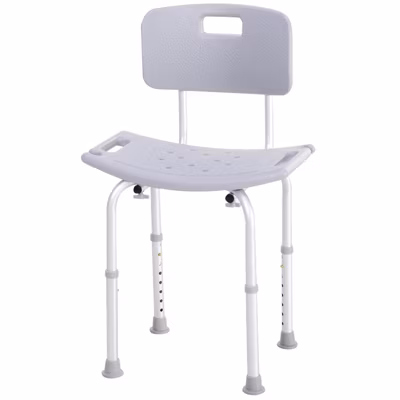 Chaise de douche siège de douche ergonomique hauteur réglable pieds antidérapants charge max. 136 Kg alu HDPE gris