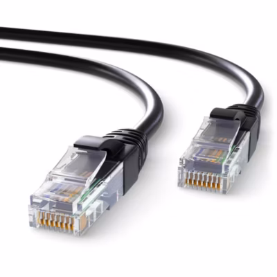 Elfcam – 70m Câble Ethernet RJ45 Cat 6 Rond Noir 1Gbps 26AWG, LAN/WAN, Idéal PC, Modem, Routeur, Box Fibre