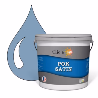 Peinture murs intérieurs satinée- Cuisine & Salle de bain POK SATIN – Bleu d&rsquo;Horizon 100m² – 10L