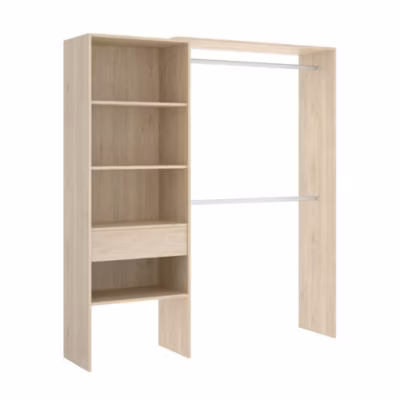 Grande Garde-robe Fauno, Structure pour dressing, Cintre ouvert, 160x40h187 cm, Chêne