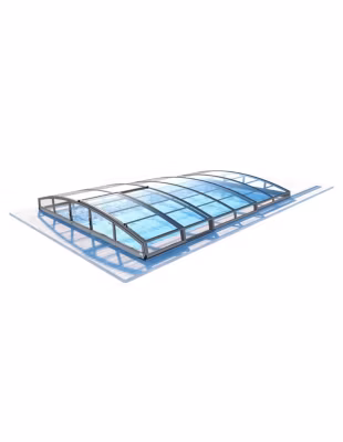 Abri de piscine Skyline pour les modèles 4,10×3 m – BAS85, BAS785 – polycarbonate massif 3 mm – Couleur Ral7037 Gris  – ECO320