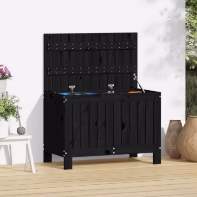 vidaXL Boîte de rangement de jardin Noir 76×42,5×54 cm Bois massif pin 823826