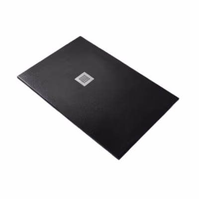 Receveur de Douche 90X190 cm Ligne Vulcano Fin Noir en Résine Synthétique et Poudre de Marbre Avec Drain Libre FRASCIO