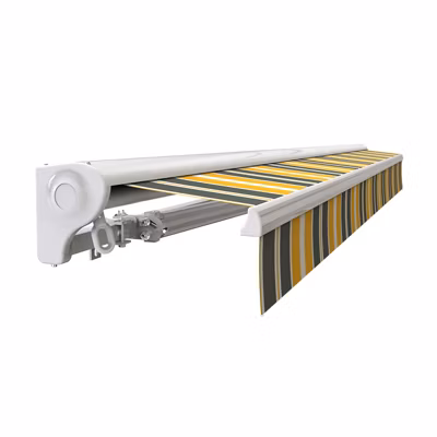 Store banne motorisé et manuel 2,5 x 2 m Demi coffre pour terrasse – Gris jaune – Sunny Inch