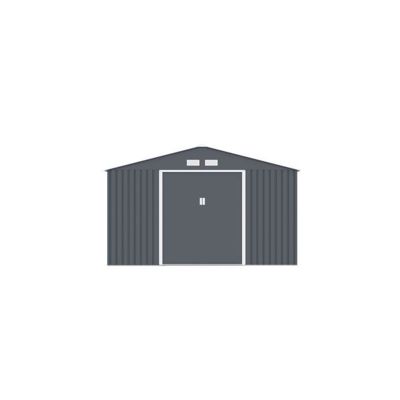 Abri de jardin en acier 12,99 m2 – Kit dancrage inclus – Gris anthracite