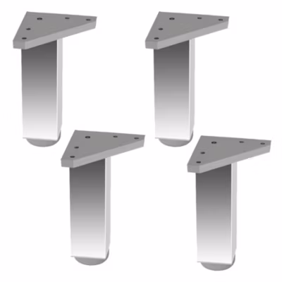 4 un. Pied carré pour meuble en aluminium 40x40mm hauteur 120mm aluminium brillant avec régulateur de nivellement