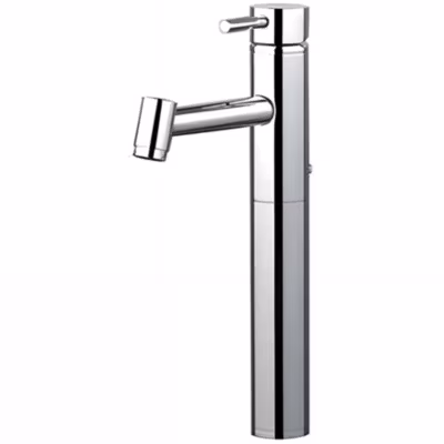 Mitigeur corps haut pour lavabo ou vasque bec mousseur Éco SANINDUSA Tube Éco chromé livré avec flexibles et son vidage à tirette