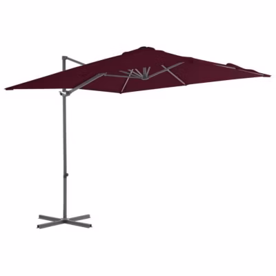 vidaXL Parasol déporté avec mât en acier Rouge bordeaux 250×250 cm
