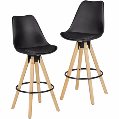 Ensemble de 2 tabourets de bar bois rétro tissu design avec tabourets arrière FineBuy