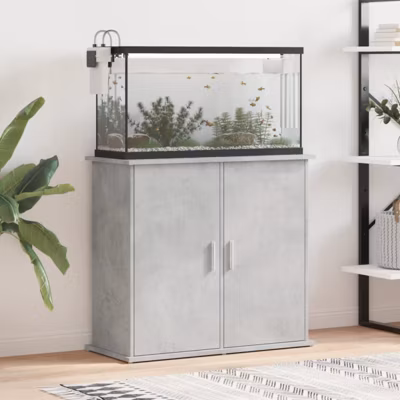 Support pour aquarium gris béton 81x36x73 cm bois d ingénierie