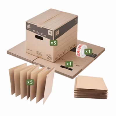 Pack and Move – Kit déménagement pour assiettes + marqueur noir et 1 adhésif offert