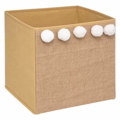 Bac de rangement enfant – pompons – jute – Atmosphera