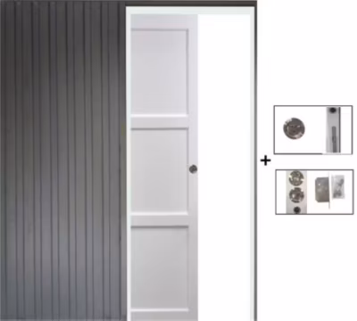 Porte Coulissante Korya Blanc 3 Panneaux H204 X L73 Cm, Galandage Gd Menuiseries