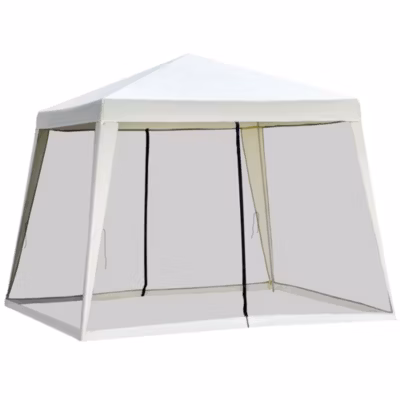 Tonnelle barnum style colonial dim. 3L x 3l x 2,45H m 4 moustiquaires 2 zippées beige noir