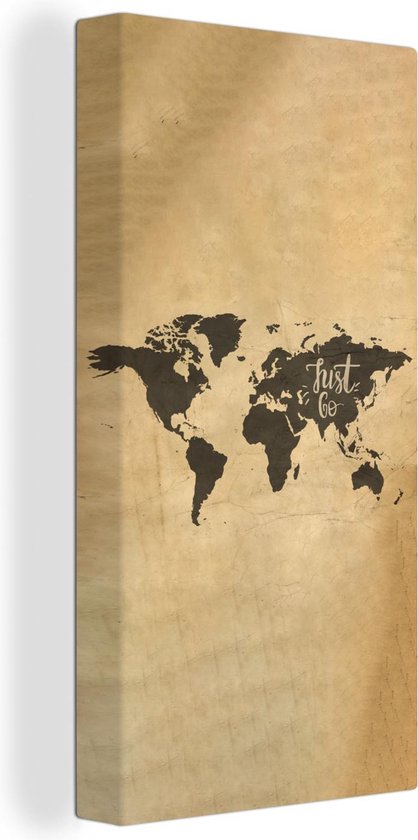 Décoration murale Carte du Wereldkaart – Carte – Proverbes – Toile – 80×160 cm