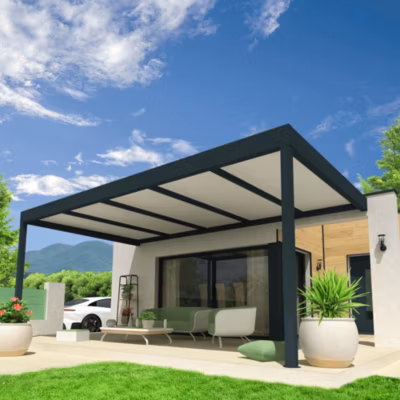 Pergola isotoit MODERN Gris anthracite 5,02×5,00m (Kit LED 3 cotés)