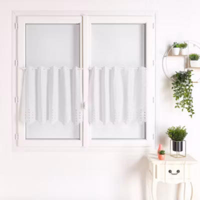 Brise bise étamine base festonnée (58×60 cm – Blanc)