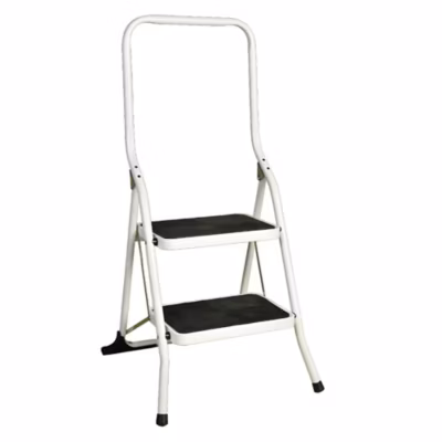 Escabeau pliant 2 marches acier, antidérapant, charge 150 kg