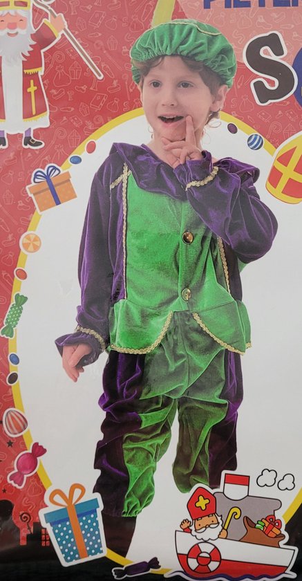 Costume Pete 6-8 ans Violet avec chapeau vert et Pete
