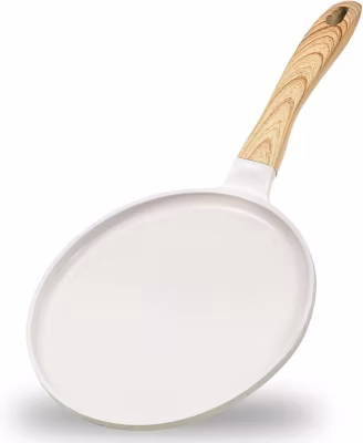 Poêle polyvalente antiadhésive en aluminium 24 cm marron blanc