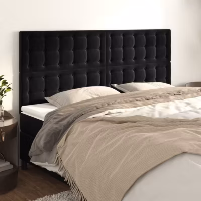 vidaXL Têtes de lit 4 pcs Noir 80x5x78-88 cm Velours3116822