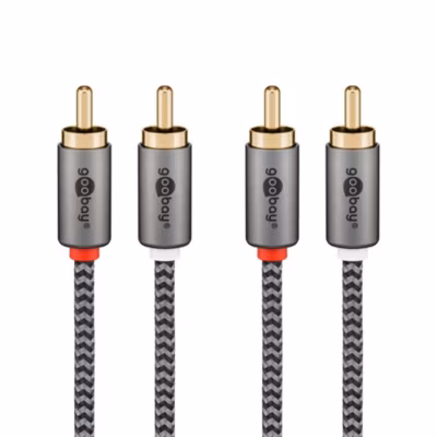 Câble audio 2 RCA mâles gold noir 50cm GOOBAY