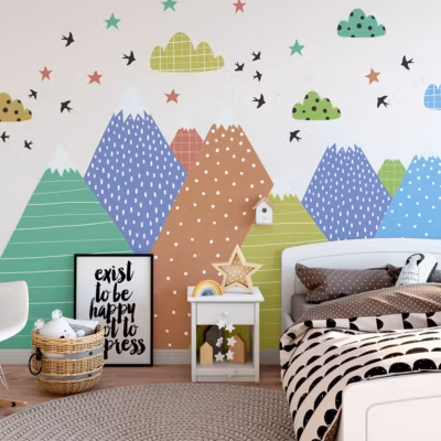 Stickers enfant montagnes scandinaves erika 100 x 150 cm
