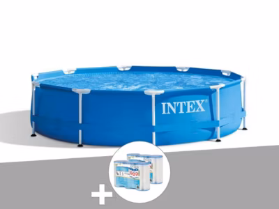 Kit piscine tubulaire Intex Metal Frame ronde 3,05 x 0,76 m + 6 cartouches de filtration