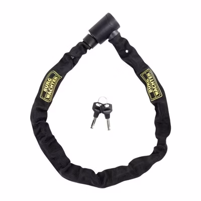 Antivol vélo chaîne – BURG WACHTER – 580 90 BLACK – Acier 6 mm – Textile haute résistance – 2 clés