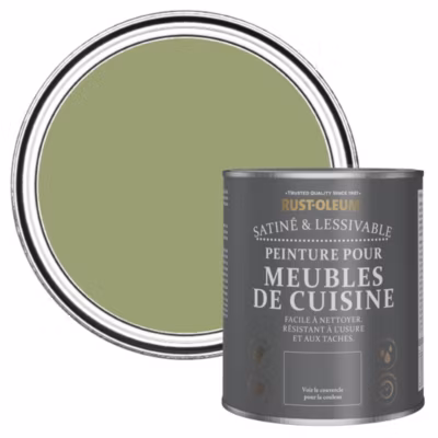 Peinture Verte pour Meubles de Cuisine, Satin – RUST-OLEUM – Terrain Connu 750ml