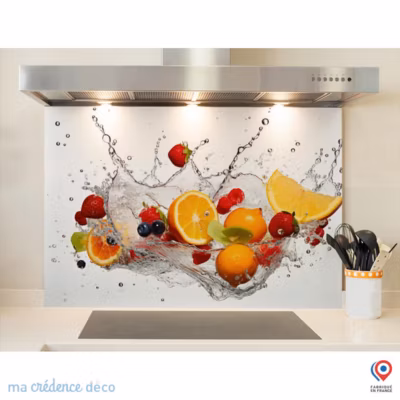 Crédence cuisine fond de hotte Bain de fruits 6 – Verre trempé – L 90 cm x H 60 cm – MaCrédenceDéco