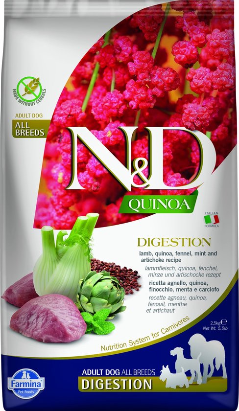 Croquettes pour chien N&D Quinoa Digestion medium/maxi Agneau 2,5 kg