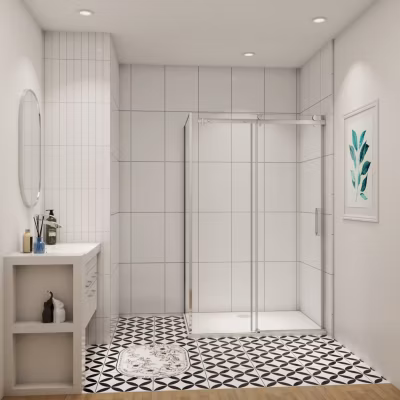 cabine de douche coulissante 160x90x195cm,Installation réversible,8mm verre de sécurité,porte de douche coulissante