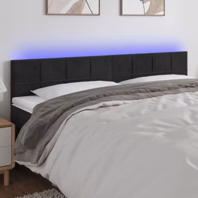 vidaXL Tête de Lit à LED Meuble de Chambre à Coucher Accessoire de Lit Double Tête de Cadre de Lit Intérieur Noir 3121680