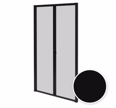 Moustiquaire Double Porte Baie Vitrée – L240 x H230 cm – Alu Noir – Recoupable – Enroulable – Anti-insectes