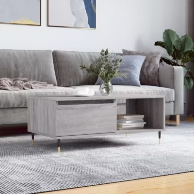 vidaXL Table basse Sonoma gris 90x50x36,5 cm Bois d&rsquo;ingénierie 830562