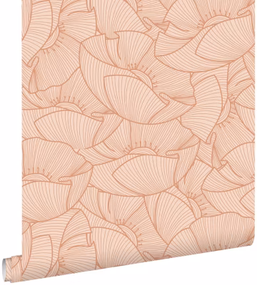 ESTAhome papier peint coquelicots rose terracotta 53 cm x 10.05 m