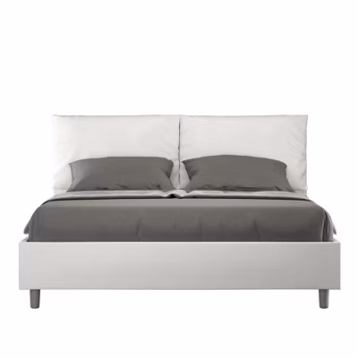 Lit Antea en simili cuir blanc avec sommier rembourré 160×190