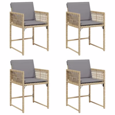 Chaises de jardin avec coussins lot de 4 mélange beige vidaXL