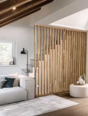 Cloison Amovible en Chêne Clair – Claustra Ajouré 13 Lames pour Séparation de Pièce (H 150 x L 140 cm) – PAR AD LYON GROUPE