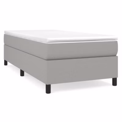 Lit simple, Lit adulte, Cadre de lit à ressorts gris clair 90×200 cm tissu