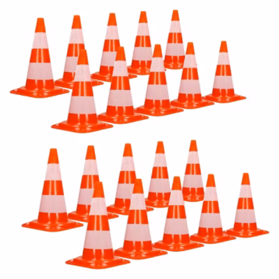 Cône de signalisation routière cône de chantier orange blanc 47 cm 20 pièces