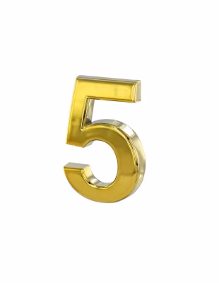 Chiffre 5 doré adhésif, ABS, H.50mm – THIRARD
